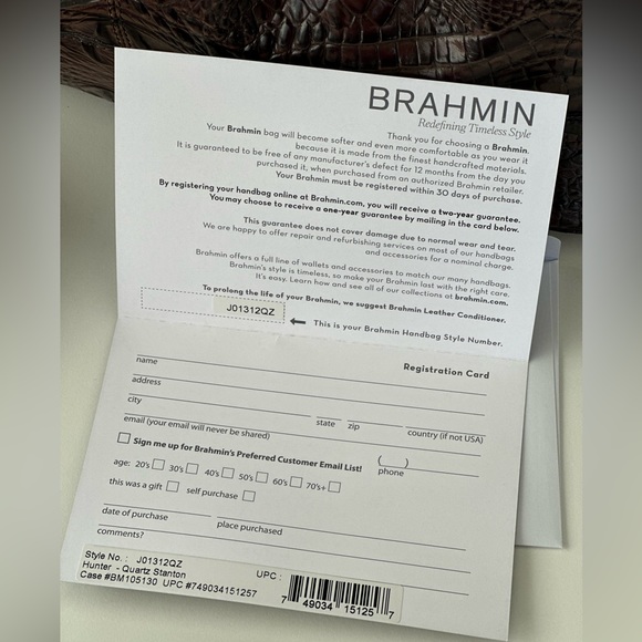 NWT- Brahmin Hunter Quartz Stanton Tote/Bag/Purse - Crocodile Brown - Picture 12 of 16